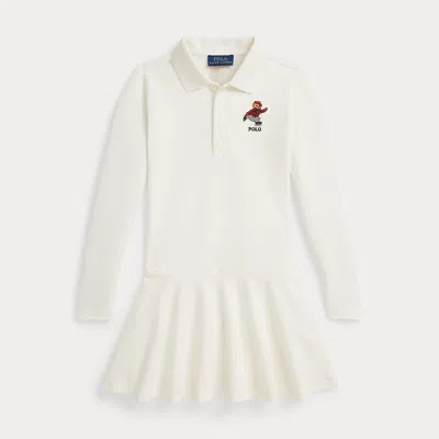 Polo Ralph Lauren Kids' Ralph Lauren Polo Bear Stretch Mesh Polo Dress In Brown