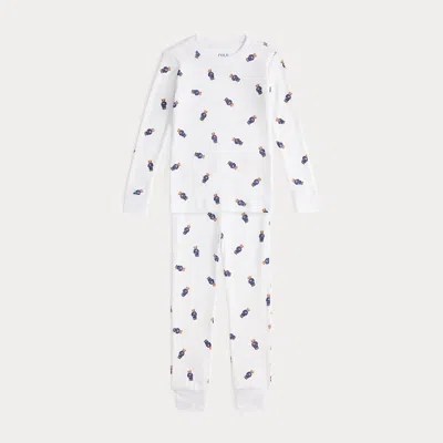 Polo Ralph Lauren Kids' Ralph Lauren Polo Bear Tee & Flannel Pant Sleep Set In White