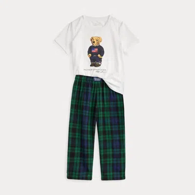 Polo Ralph Lauren Kids' Ralph Lauren Polo Bear Tee & Flannel Pant Sleep Set In White