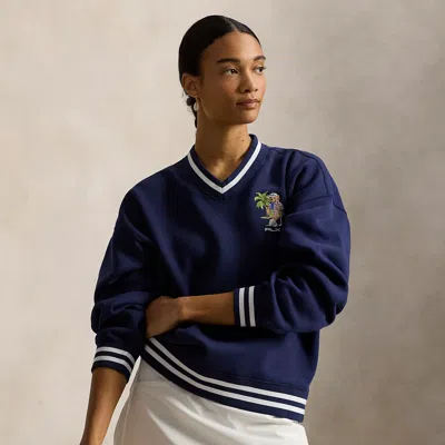 Polo Ralph Lauren Ralph Lauren Polo Bear V-neck Pullover In Blue
