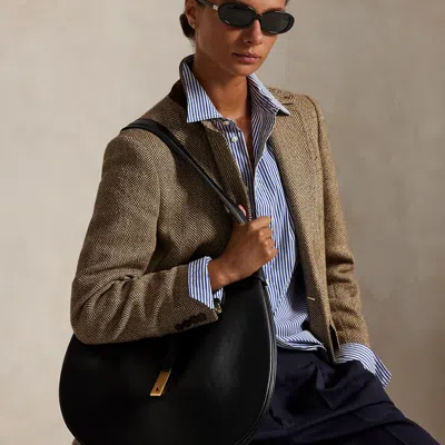 Polo Ralph Lauren Ralph Lauren Polo Id Calfskin Large Shoulder Bag In Black