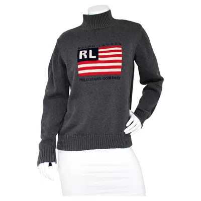Pre-owned Polo Ralph Lauren Ralph Lauren Polo Jeans Co. Grey Cotton Knit Turtleneck Sweater Circa 1990s In Gray