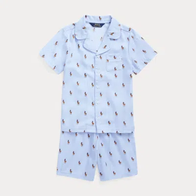 Polo Ralph Lauren Kids' Ralph Lauren Polo Pony Flannel Sleep Set In Blue