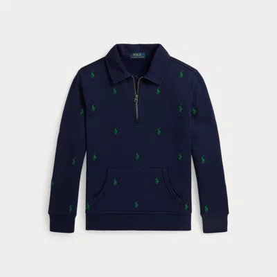 Polo Ralph Lauren Kids' Ralph Lauren Polo Pony Fleece Collared Sweatshirt In Blue