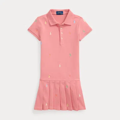 Polo Ralph Lauren Kids' Ralph Lauren Polo Pony Stretch Mesh Polo Dress In Pink