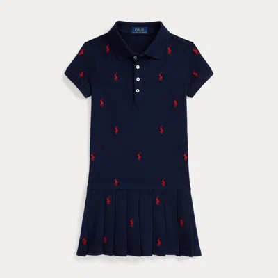 Polo Ralph Lauren Kids' Ralph Lauren Polo Pony Stretch Mesh Polo Dress In Blue