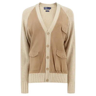 Pre-owned Polo Ralph Lauren Ralph Lauren Polo Unisex 1989 Lambsuede & Silk Knit Cardigan Documented Campaign In Beige