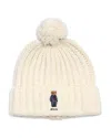 Polo Ralph Lauren Ralph Lauren Pom Pom Denim Bear Beanie In White