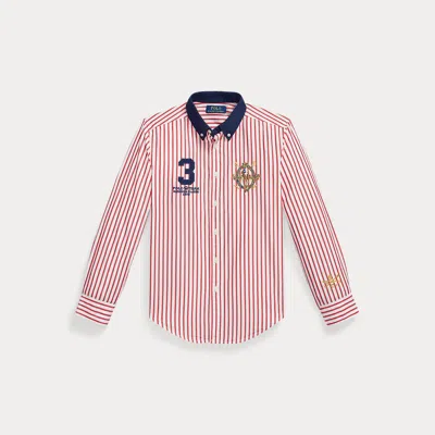 Polo Ralph Lauren Kids' Ralph Lauren Pony Crest Striped Poplin Shirt In Red