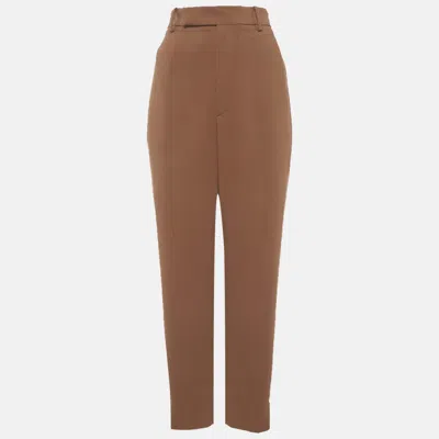 Pre-owned Polo Ralph Lauren Ralph Lauren Purple Label Brown Crepe Zip Up Trousers M