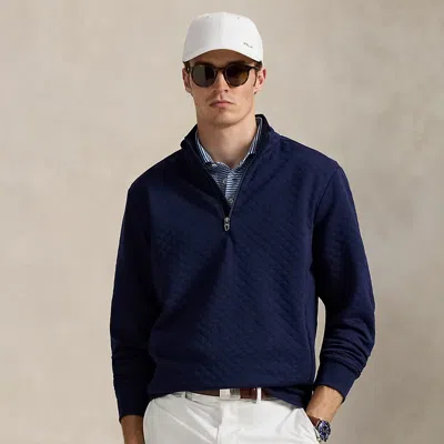 Polo Ralph Lauren Ralph Lauren Quilted Double-knit Mockneck Sweatshirt In Blue