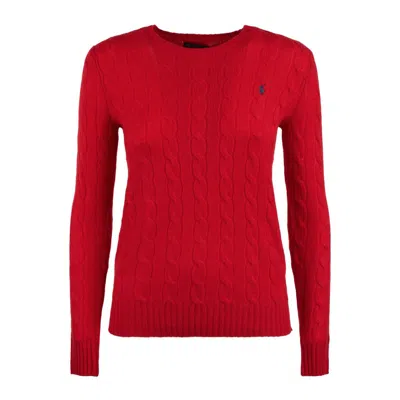 POLO RALPH LAUREN RALPH LAUREN RED WOOL AND CASHMERE CABLE-KNIT SWEATER