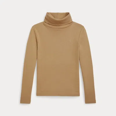Polo Ralph Lauren Kids' Ralph Lauren Ribbed Cotton-modal Turtleneck In Brown