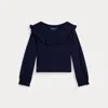 Polo Ralph Lauren Kids' Ralph Lauren Ruffled Cotton-modal Top In Blue