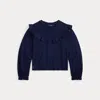 Polo Ralph Lauren Kids' Ralph Lauren Ruffled Cotton-modal Top In Blue