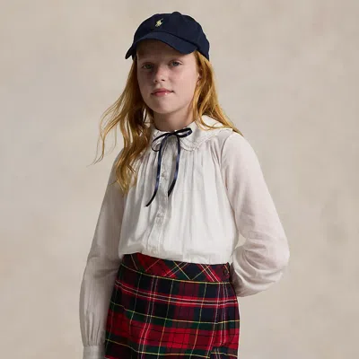 Polo Ralph Lauren Kids' Ralph Lauren Ruffled Cotton Voile Top In White