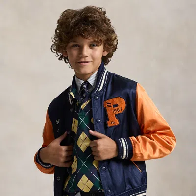 Polo Ralph Lauren Kids' Ralph Lauren Satin Baseball Jacket In Blue