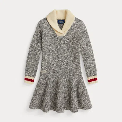Polo Ralph Lauren Kids' Ralph Lauren Shawl-collar Cotton Sweater Dress In Gray
