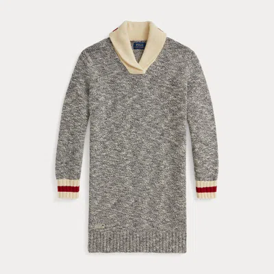 Polo Ralph Lauren Kids' Ralph Lauren Shawl-collar Cotton Sweater Dress In Gray