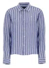 Polo Ralph Lauren Wide And Short Vichy Linen Shirt In Blue