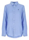Polo Ralph Lauren Womens Cotton Collared Button-down Top In Blue