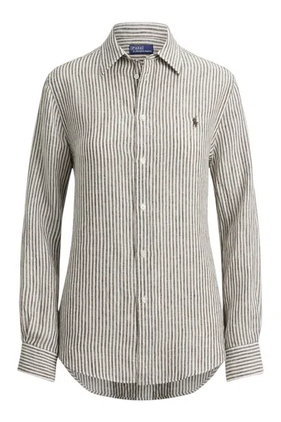 Polo Ralph Lauren Ralph Lauren Shirts Brown/white In Bianco Chiari E Naturali