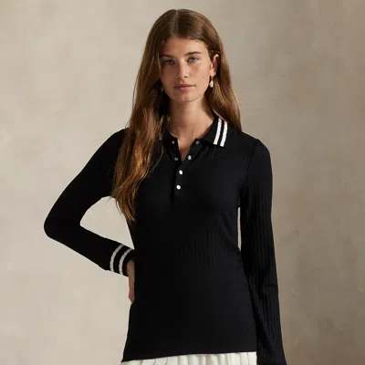 Polo Ralph Lauren Ralph Lauren Slim Fit Ribbed Long-sleeve Polo Shirt In Blue