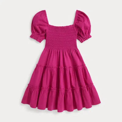 Polo Ralph Lauren Kids' Ralph Lauren Smocked Cotton Jersey Dress In Pink