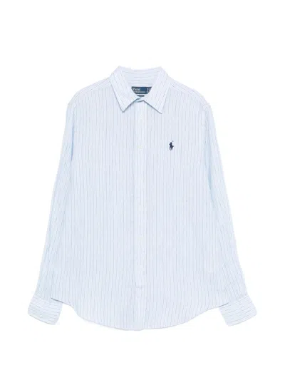 Polo Ralph Lauren Ralph Lauren Spread-collar Linen Shirt With Buttoned Placket In Blue
