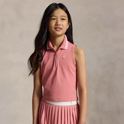 Polo Ralph Lauren Kids' Ralph Lauren Stretch Mesh Half-zip Boxy Polo Shirt In Multi
