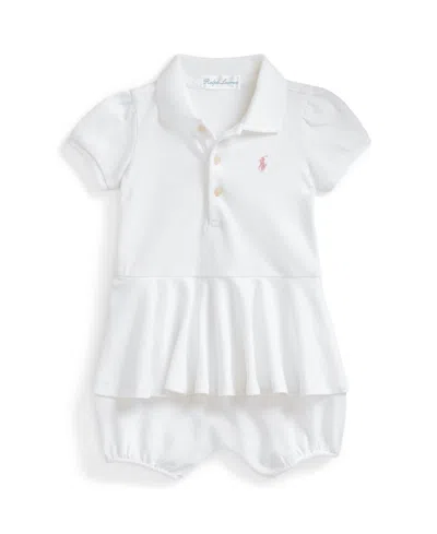 Polo Ralph Lauren Babies' Ralph Lauren Stretch Mesh Peplum Polo Shortall In White