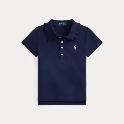 Polo Ralph Lauren Kids' Ralph Lauren Stretch Mesh Ruffled Polo Shirt In Blue