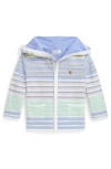 Polo Ralph Lauren Ralph Lauren Stripe Oxford Cotton Snap-up Hooded Jacket In Blue Multi Stripe