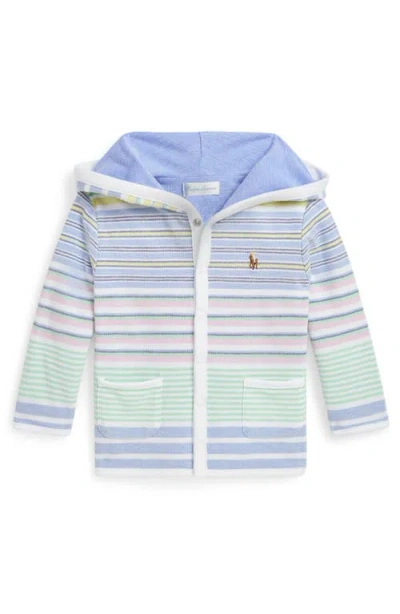 Polo Ralph Lauren Babies' Ralph Lauren Stripe Oxford Cotton Snap-up Hooded Jacket In Blue Multi Stripe