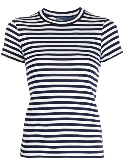 Polo Ralph Lauren Ralph Lauren Stripe-print Ribbed T-shirt In Navy