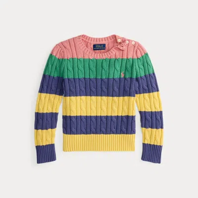 Polo Ralph Lauren Kids' Ralph Lauren Striped Cable-knit Cotton Sweater In Multi