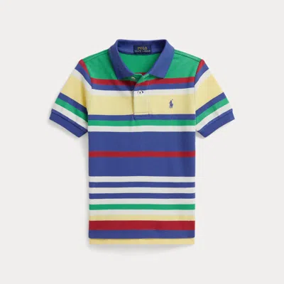 Polo Ralph Lauren Kids' Ralph Lauren Striped Cotton Mesh Polo Shirt In Blue