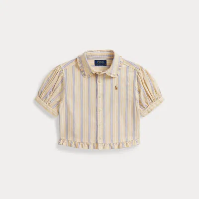 Polo Ralph Lauren Kids' Ralph Lauren Striped Cotton Oxford Short-sleeve Shirt In Nude