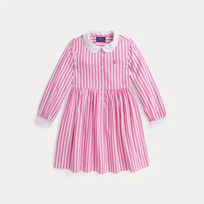 Polo Ralph Lauren Kids' Ralph Lauren Striped Cotton Poplin Shirtdress In Pink