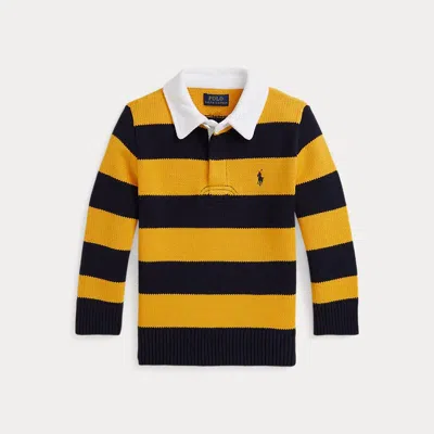 Polo Ralph Lauren Kids' Ralph Lauren Striped Cotton Rugby Sweater In Orange
