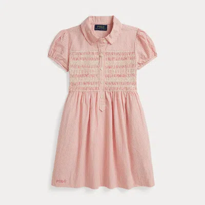 Polo Ralph Lauren Kids' Ralph Lauren Striped Cotton Seersucker Dress In Pink