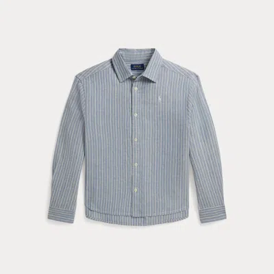 Polo Ralph Lauren Kids' Ralph Lauren Striped Linen-cotton Boxy Shirt In Blue