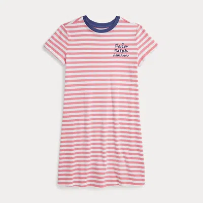 POLO RALPH LAUREN RALPH LAUREN STRIPED LOGO COTTON JERSEY DRESS