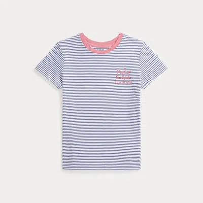 POLO RALPH LAUREN RALPH LAUREN STRIPED LOGO COTTON JERSEY TEE