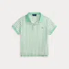 Polo Ralph Lauren Kids' Ralph Lauren Striped Oxford Mesh Boxy Polo Shirt In Green