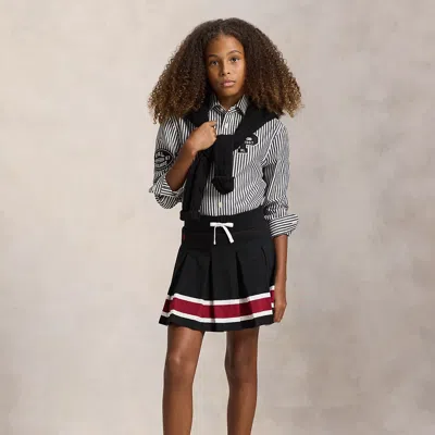 Polo Ralph Lauren Kids' Ralph Lauren Striped Pleated Jersey Skort In Black