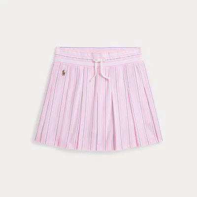 Polo Ralph Lauren Kids' Ralph Lauren Striped Pleated Oxford Mesh Skort In Pink