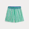 Polo Ralph Lauren Ralph Lauren Striped Pleated Poplin Culotte Short In Green