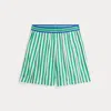 Polo Ralph Lauren Ralph Lauren Striped Pleated Poplin Culotte Short In Green