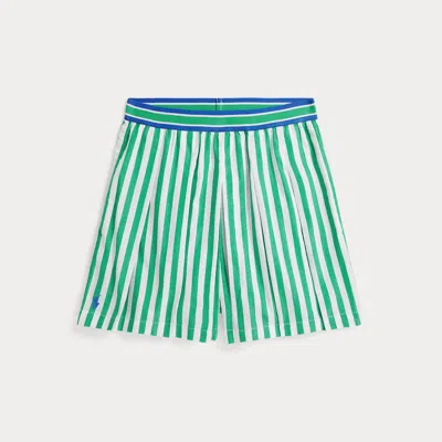 Polo Ralph Lauren Kids' Ralph Lauren Striped Pleated Poplin Culotte Short In Green